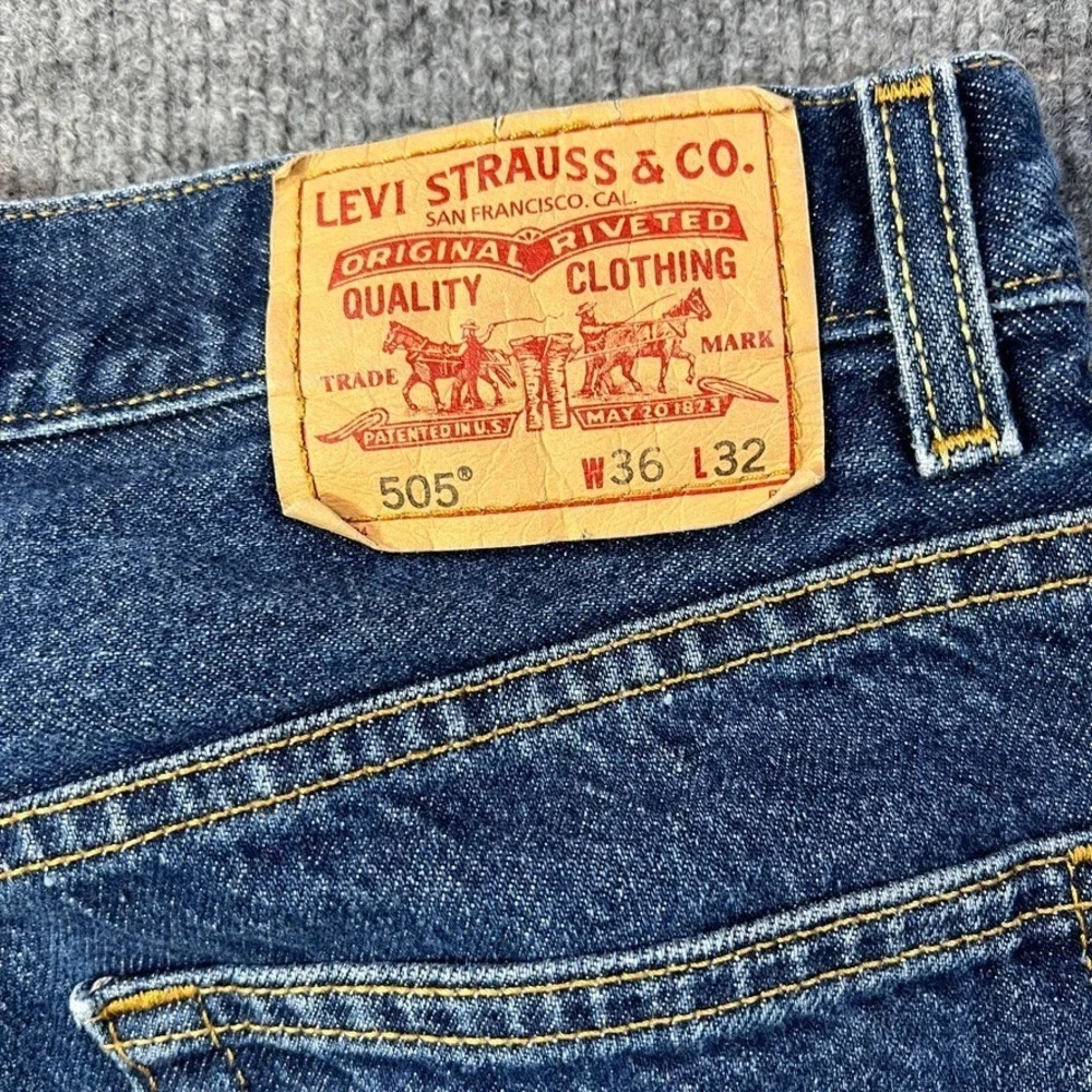 Levi's Men's 505 W36 L32 Regular Fit Jeans Classic Workwear Denim‎ Y2K Dad